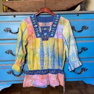 Double D Ranch Tie Dye Cinch Waist Top Sz XS